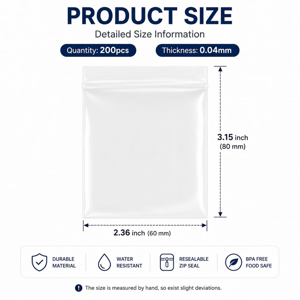200Pcs Small Plastic Bags for Pill 2 x 3 Inches | Small Zip Bags for Pills