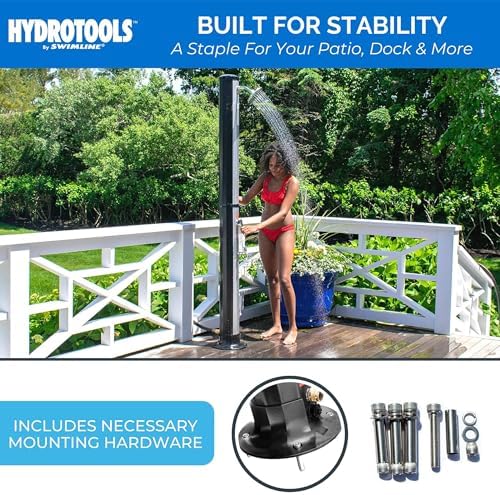 HYDROTOOLS By SWIMLINE 2 Section Niagara Rainfall Solar Shower 7 Feet | Adjustable Head & Foot Tap Spigot | 10 Gal Capacity Up To 140 Degrees | Environmentally Friendly | Outdoor Backyard Poolside Spa