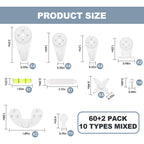 COVITKAN 60 PCS Picture Hangers Hanging Kit, Heavy Duty Hooks for Stucco/Concrete/Hard Walls Without Drilling, Invisible Nail&25 LBS Weight Load