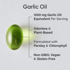 Sports Research® Odorless Garlic Oil Pills (1000mg) with Parsley & Chlorophyll - Vegan Certified · Non-GMO · Gluten Free - 150 Plantgel Capsules