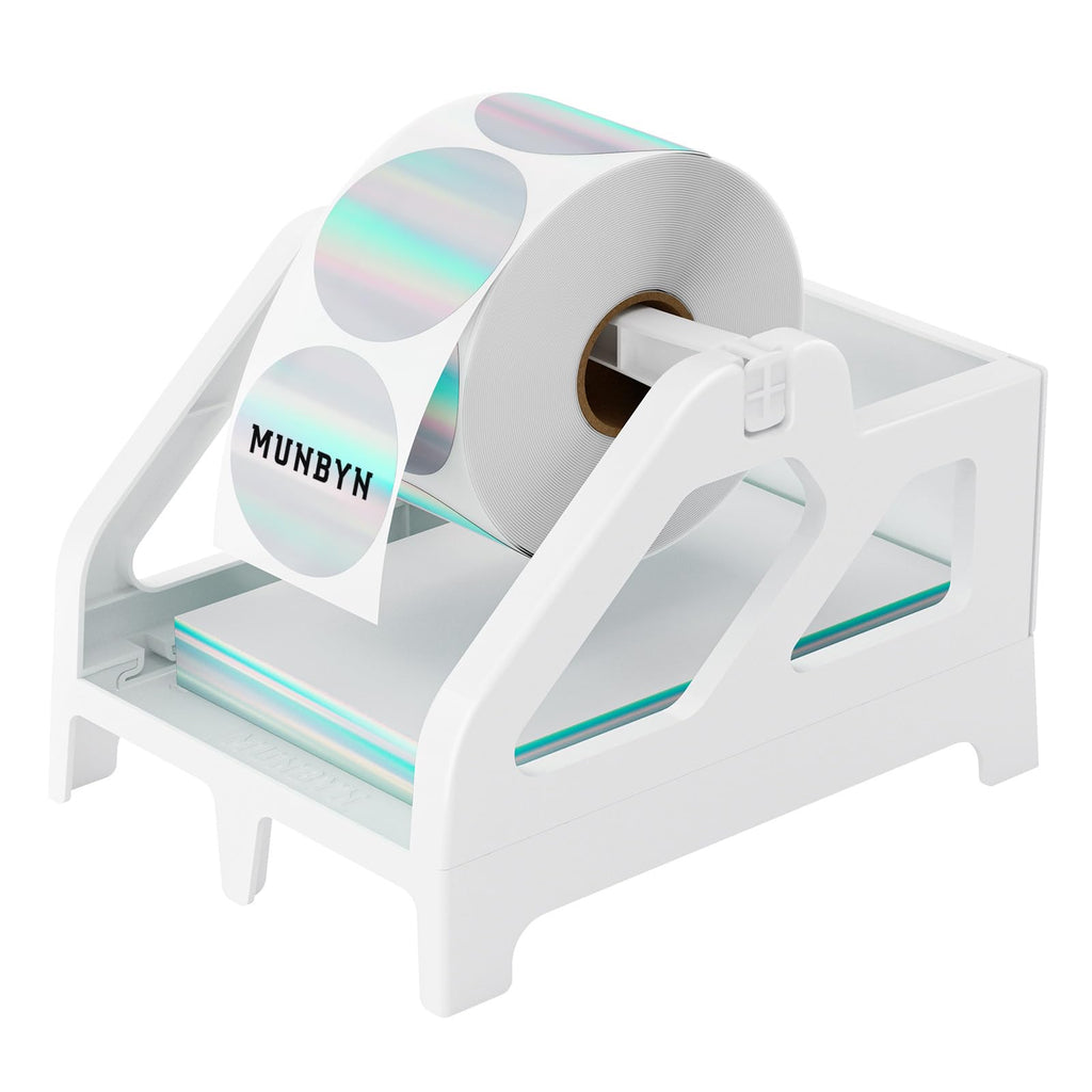 MUNBYN Label Holder for Rolls and Fan-Fold Labels, White