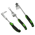 Juxifyron 3 Piece Weeding Tool Set, Stainless Steel Hand Weeder Kit with Rubber Handles, Crack Weeder, Weed Puller and Crevice Tool for Lawn, Flower Beds, Sidewalk Cracks, Patio and Between Pavers