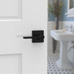 Kwikset Casey Interior Privacy Door Handle with Lock 4 Pack, Door Lever for Bathroom and Bedroom, Matte Black Reversible Keyless Turn Lock, with Microban Protection