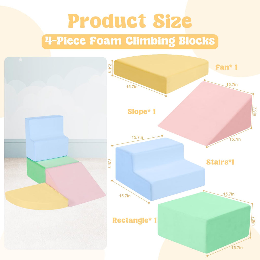 Climbing Toys for 1 Year Old,4-Piece Foam Baby Climbing Blocks for Toddlers