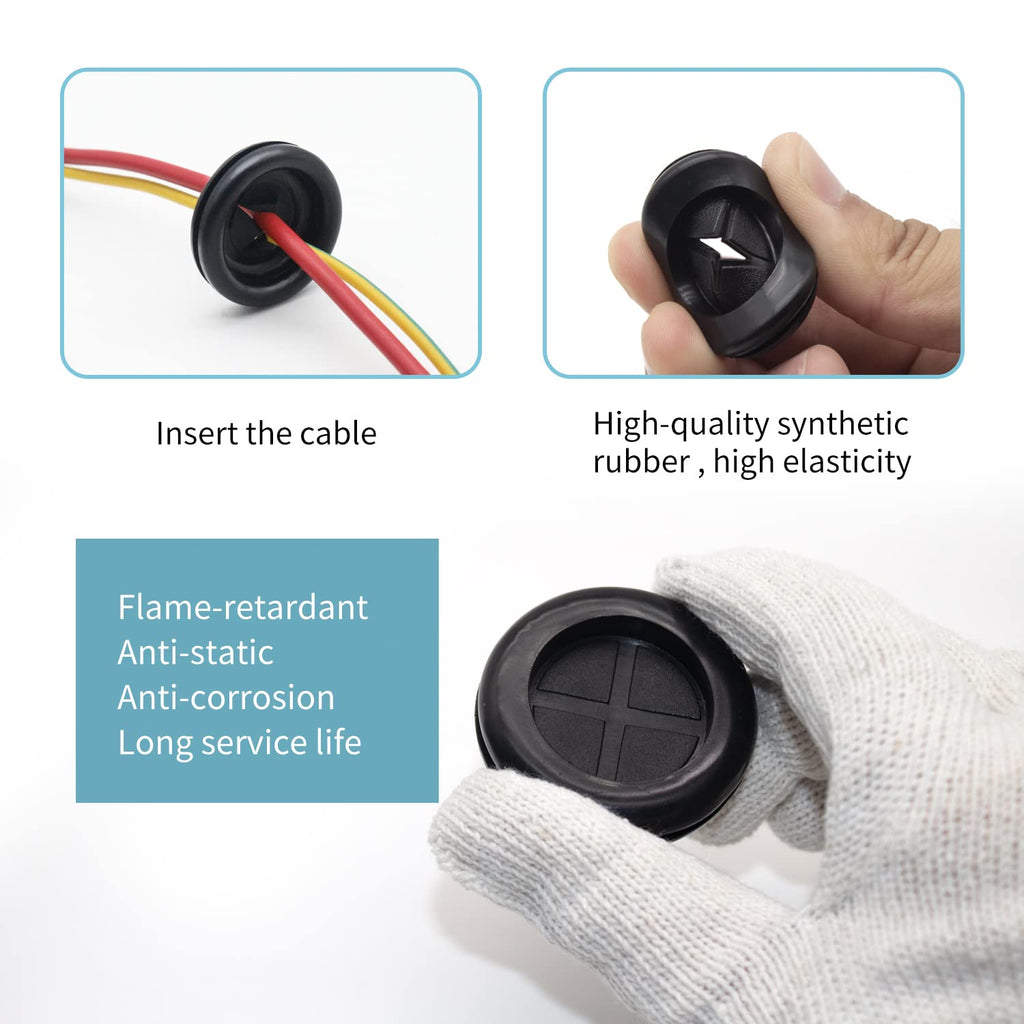 Vrupin 66Pcs Rubber Grommet Assorted Kit, Drill Hole Firewall Hole Plugs Wire Protection, 6 Sizes 1-13/16" 1-1/2" 1" 7/8" 5/8" 3/16"