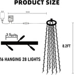 Dazzle Bright Christmas Tree Lights, 448 LED Waterfall Tree Topper Lights with Remote & 8 Lighting Modes, 8.2FT X 16 Lines Christmas Light for Indoor Outdoor Yard Party Xmas Decoration (Warm White)