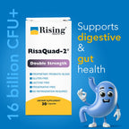 Rising Health RisaQuad-2™ Double Strength Probiotic Capsules – 80mg (16 Billion CFU+) Proprietary Probiotic Blend for Daily Digestive & Gut Health Support | No Need for Refrigeration - 30 Capsules