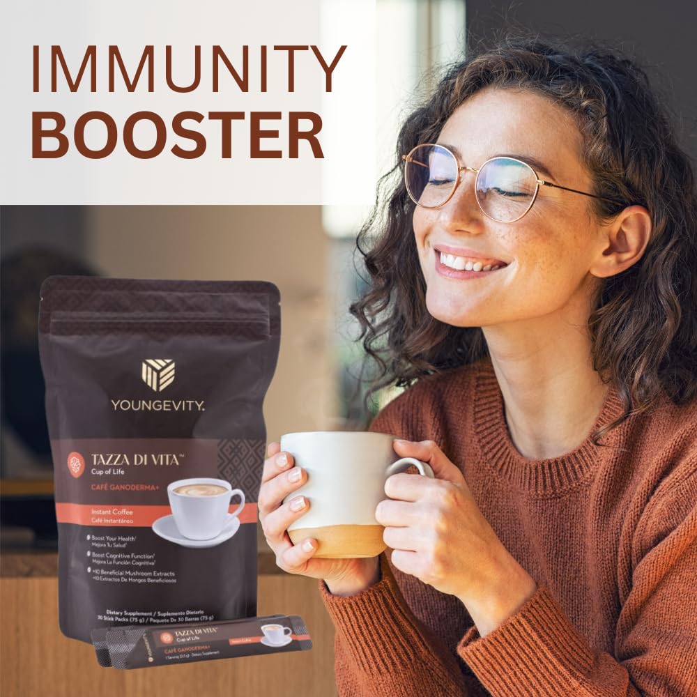 Youngevity Tazza Di Vita Cafe Ganoderma Coffee 30 stick pack (Pack of 3)