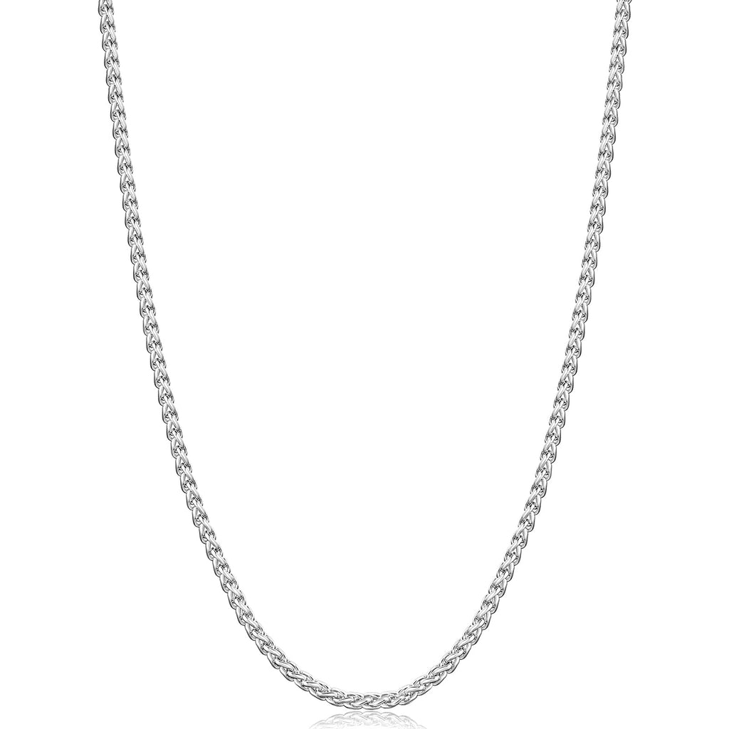 Fiusem 2.5mm Silver Tone Wheat Chain for Men, 24 Inches