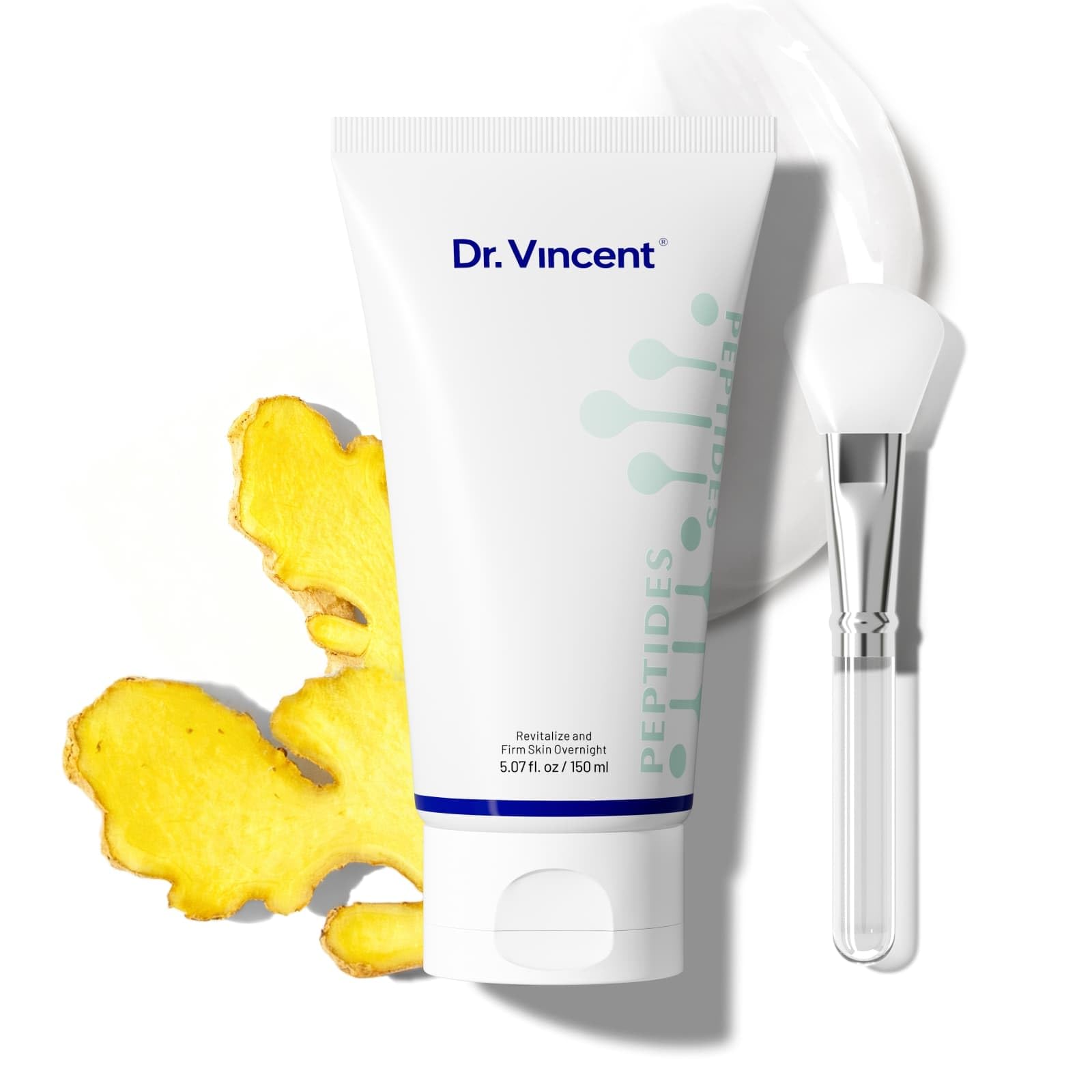 Dr Vincent Glass Glow Collagen Night Wrapping Mask with Tetrapeptide-30, Kojic Acid Turmeric Overnight Masks for Soothing and Even Skin Tone, Peel Off Face Mask for Smoothing Wrinkles, 5.07 fl.OZ.