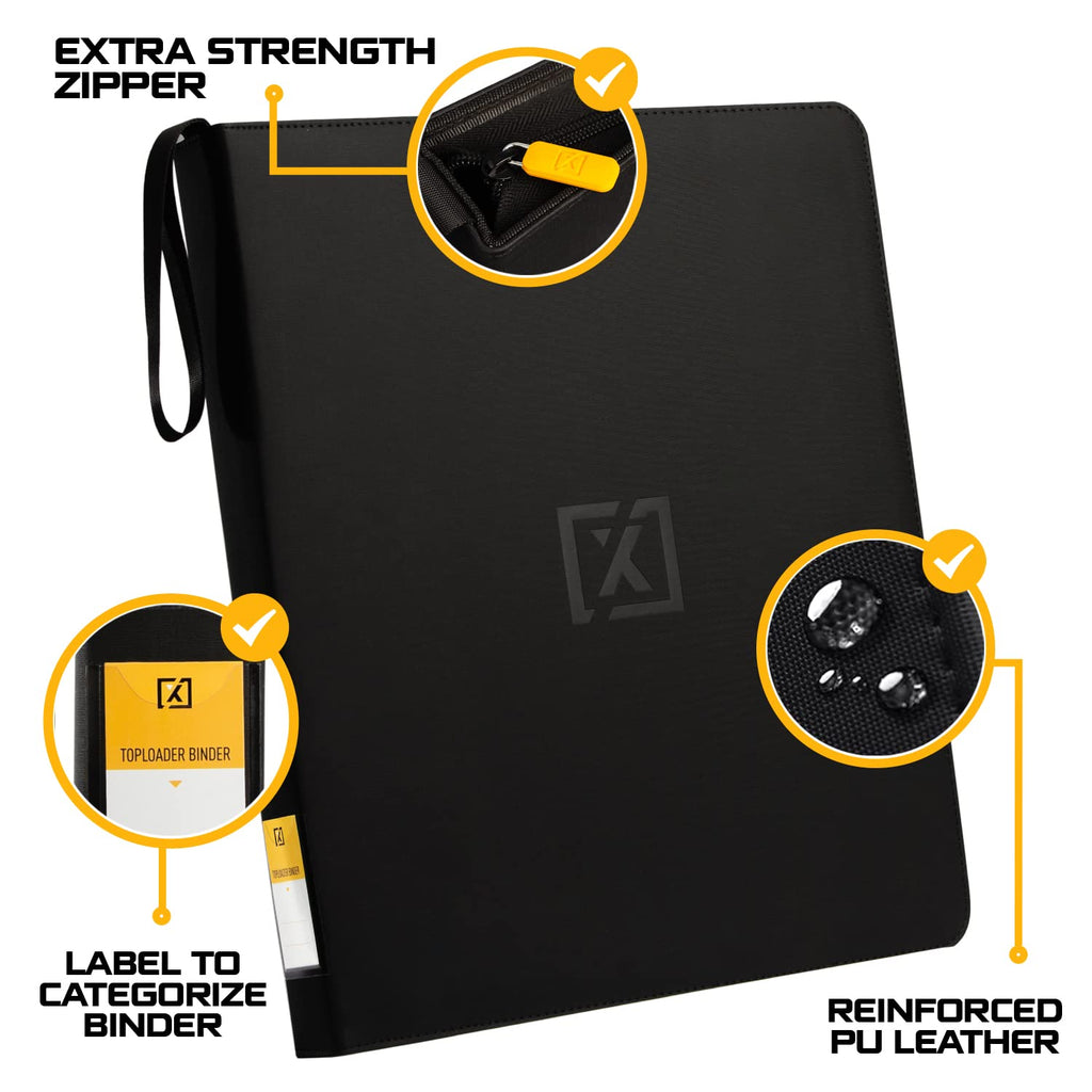 X PRO Toploader Binder | Holds 252 Toploaders | 20 Toploaders INCLUDED | 9-Pocket | Ringless Double-Sided Pockets for TCG, Sports | Premium Top Loader Storage