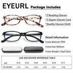 EYEURL Reading Glasses Womens Blue Light Blocking - 2 Pack Lightweight Computer Readers +1.5 Glare Blocking Ladies Eyeglass