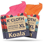 Koala Lens Cleaning Cloth | Japanese Microfiber | Glasses Cleaning Cloths | Eyeglass Lens Cleaner | Cloth Cleaners for Camera Glass Lenses and Screen Cleaning | Pink & Orange (Pack of 3)