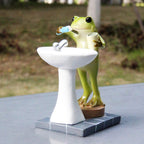Miniature Frog Garden Statue Outdoor Fairy Animal Figurine for Bathroom