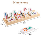 Mexican Dominos Set with Numbers and 4 Wooden Trays/Stands, Double 12 Dominoes, Travel Set with 4 Tile Holders, 91 Double Plates, 12 Colourful Dominoes with Portable Case, for