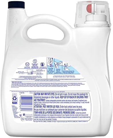 Tide Hygienic Clean Heavy Duty 10X Free Laundry Detergent Liquid, Unscented, 100 Load,S 154 Oz, He Compatible