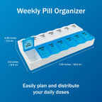 Amazon Basic Care 7-Day AM/PM Pill Organizer | Large Compartments | 2 Times Daily | Blue Clear Lids | Pack of 2