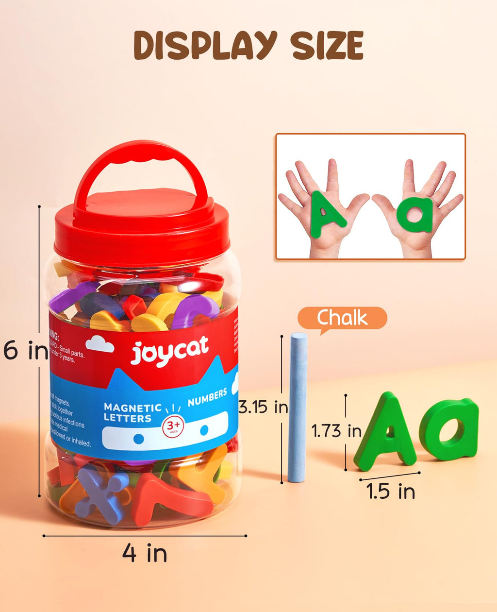 JoyCat 104 Pieces Magnetic Letters Numbers Alphabet Fridge Magnets ABC 123 Preschool Educational Learning Plastic Colorful Toy Set Uppercase Lowercase Math Symbols for Toddlers Kids