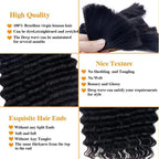 Deep Wave Human Braiding Hair For Boho Braids Full Bulk Human Hair For Braiding Curly Human Hair Braiding Hair Wet Wavy 100g 2 Bundles 18inch No Weft Micro Human Hair Extensions Natural Color