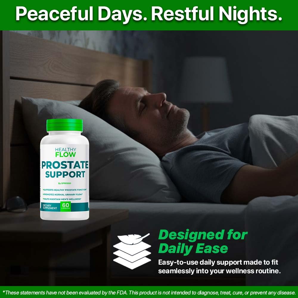 SPRESSO (2 Pack) Healthy Flow Capsules, All Natrual Prostate Support Supplement Pills with Premium Ingredients, Official HealthyFlow for Maximum Strength, Overall Health & Wellness (120 Capsules)