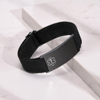 Personalized Medical Alert Bracelet for Men - Customized Elastic Strap Stainless Steel Bracelets Engraved Medic Info, Emergency Awareness Medic ID Bracelet for Allergy Diabetic Asthma Epilepsy
