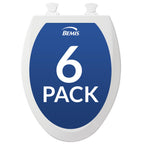 Bemis 1500EC Durable Wood Toilet Seat with Easy Clean Hinges, Made in USA, Elongated, White, 6-Pack
