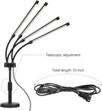 SYEIORAOM Grow Lights for Indoor Plants, Four Head LED Grow Light with Full Spectrum, Red White Spectrum for Indoor Plant Lamp, Adjustable Gooseneck, Suitable for Vegetation