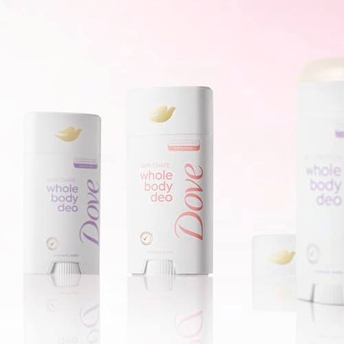 Dove Whole Body Deo Aluminum Free Anti-Chafe Deodorant Stick Raspberry & Rose for 72h Odor Control 2.6 Oz