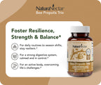 NaturaNectar - Bee Propolis Trio Capsules, NSF Certified Premium Brazilian Propolis - Gluten-Free Supplements with More Diverse Flavonoids & PWE - Naturally Sourced Through Ethical Beekeeping (60pcs.)