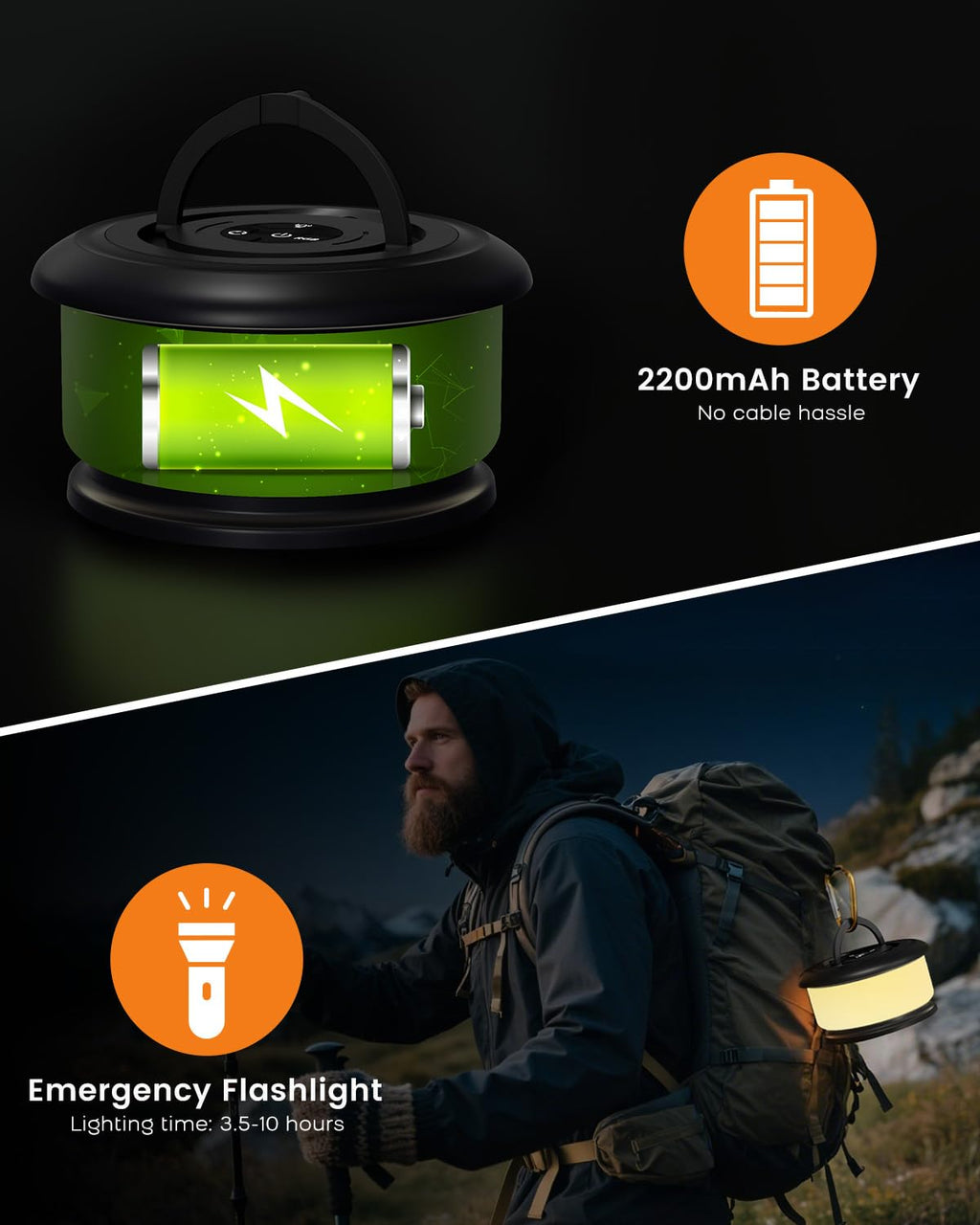 Bylitodt Camping String Lights, Retractable 32.8ft RGB Flash Lamp, Rechargeable Fairy LED Rope Lights Outdoor Waterproof, Portable Hanging Lantern for Outside Tent Patio Awning Garden RV Essentials