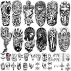 77 Sheets Christian Cross Temporary Tattoo for Women Men, 17 Sheets Half Arm Large Religious Jesus God Fake Tattoos, 60 Sheets Angels Black Christ Tiny for Adult Kids Body Tattoos Stickers Realistic