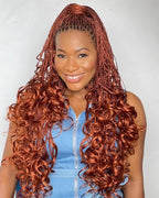 Ginger French Curl Braiding Hair Auburn Braiding Hair Pre Stretched Copper Red Braiding Hair for Boho Box Braids Bouncy Loose Wave Braiding Hair for Women (7 Packs, 350#)