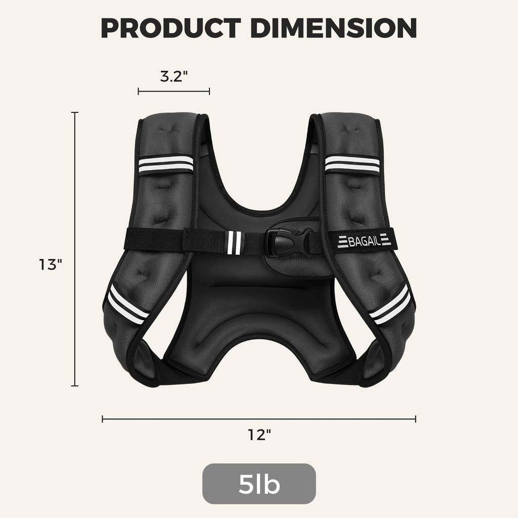BAGAIL Weighted Vest, 5lb/8lb/10lb/12lb/15lb/20lb/25lb/30lb Weight Vest for Walking & Weight Loss, Reflective Rucking Vest with Phone Pouch for Women & Men, Home Gym & Outdoor Training