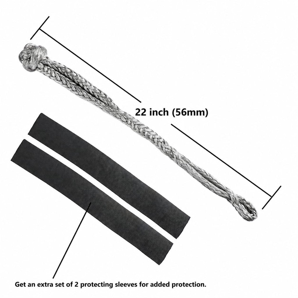 Ucreative 2Pcs Synthetic Soft Shackle 1/2 Inch x 22 Inch (56,000lbs Breaking Strength) with Extra Sleeves (Gray)