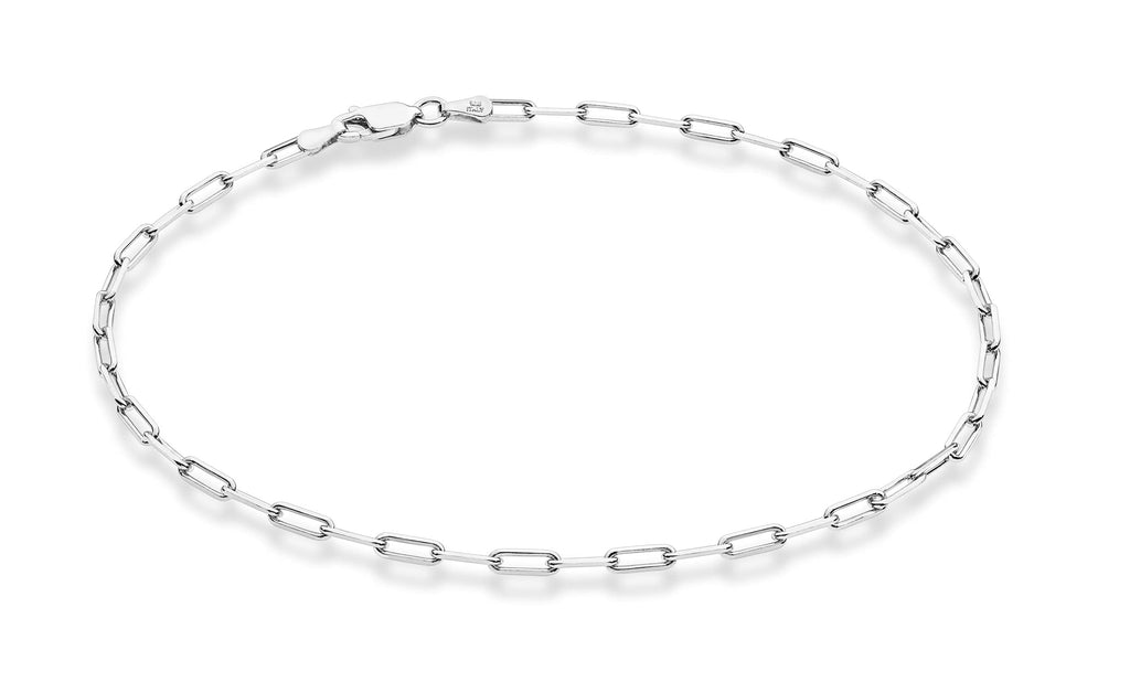 Miabella Italian 925 Sterling Silver 2.5mm Paperclip Anklet (SS, 9 Inches)