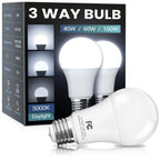 TJOY 3 Way Light Bulbs 40 60 100W Equivalent Daylight White 5000K, 2 Pack