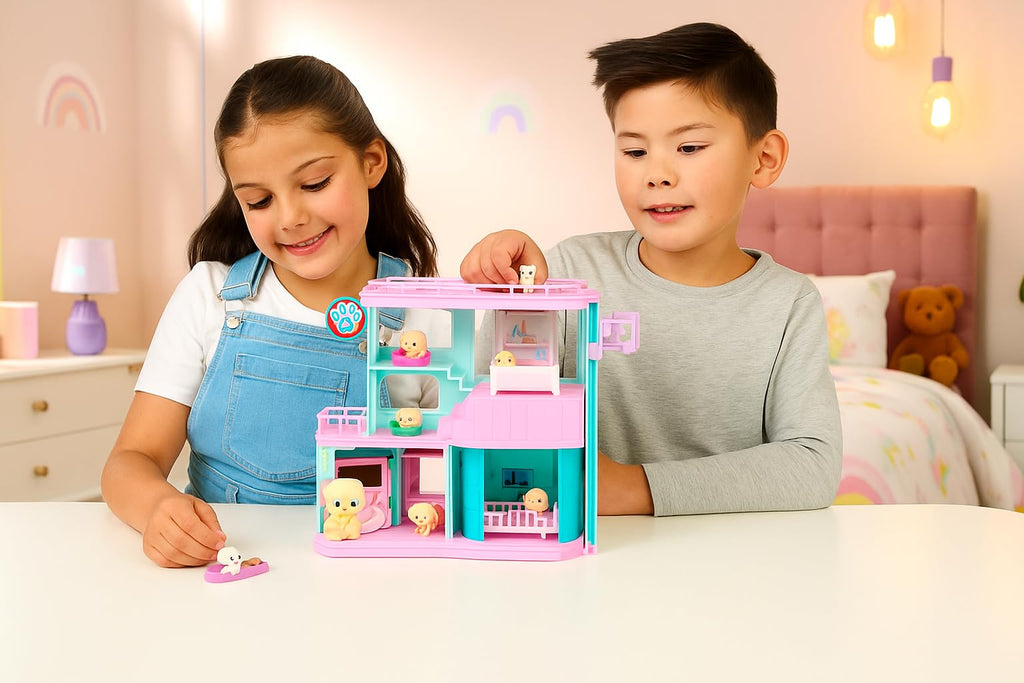 Little Live Pets Mama Surprise Families Pet Vet Playset, Baby Care Clinic Animal Hospital Play Set, 3 Puppies, Accessories, Vet Toy Gifts for Kids 5+