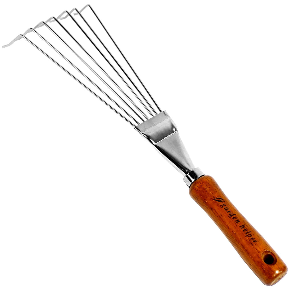 Japanese Hand Rake Garden Tool - Japanese Steel with Wood Handle - Small Rake for Leaves, Handheld Garden Cleaning Tool - Made in Japan