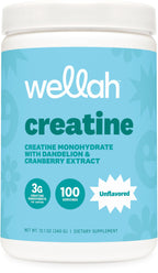 Wellah Creatine for Women - Creatine Monohydrate with Dandelion & Cranberry Extract (100 Servings, Unflavored)