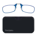 ThinOptics unisex-adult Reading Glasses + Black Universal Pod Case | Blue Frames, 2.50 Strength Readers Blue Frames / Black Case, 44 mm