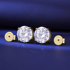 Moissanite Stud Earrings Screw Back 0.2CT 3MM*2 18K Yellow Gold Plated S925 Sterling Silver Round Cut D Color VVS1 Clarity Lab Created Moissanite Earrings for Women Men