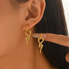 NewHuajiava 18K Gold Plated Snake Earrings Hypoallergenic for Sensitive Ear