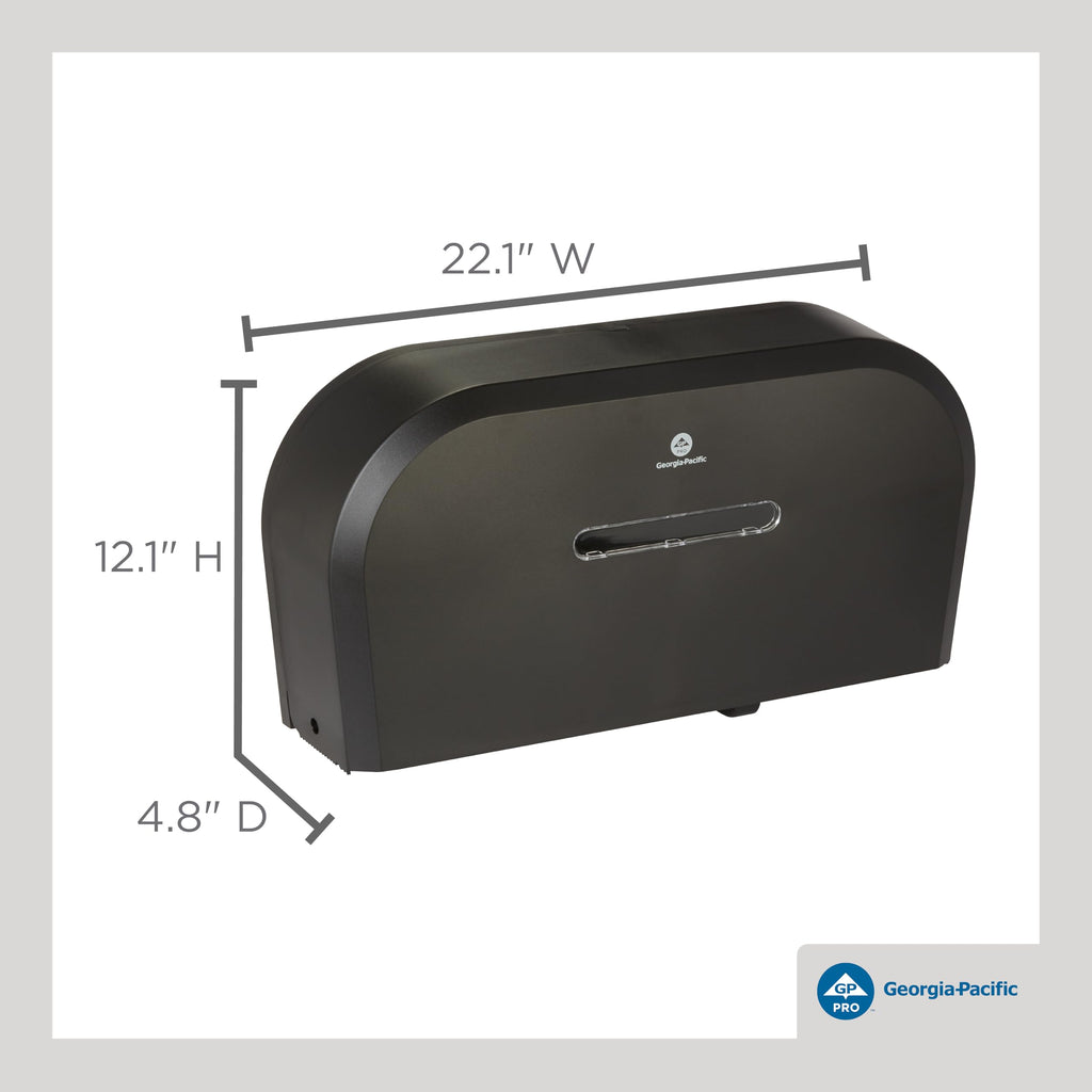 Georgia-Pacific Two-Roll Jumbo Jr. Toilet Paper Dispenser by GP PRO, Black, 59210, 22.1"W x 4.8"D x 12.1" H
