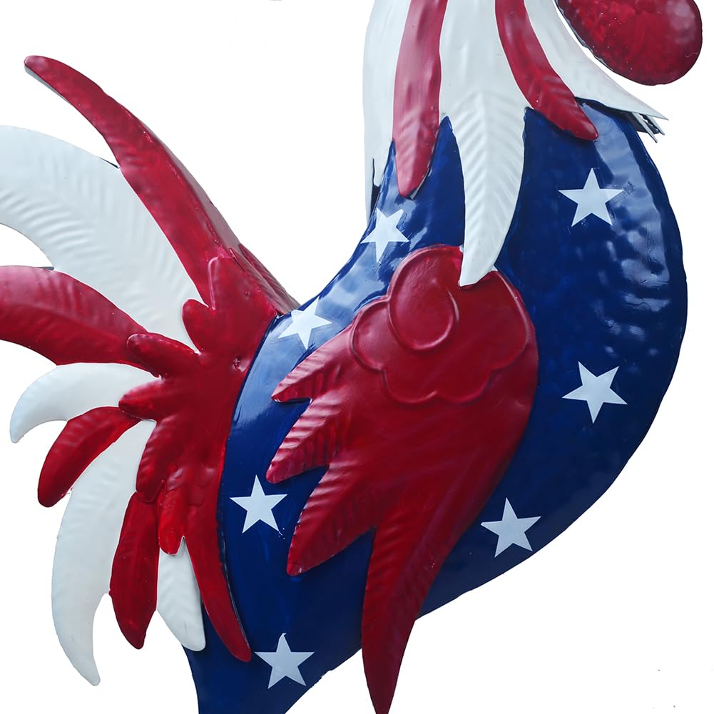 BAENRCY Metal Rooster Statues Waterproof Chicken Sculpture Metal Garden Deco Outdoor Yard Ornament for Patio Lawn Backyard