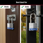 Master Lock 3TLF Laminated Steel Padlock with Key, 2 Pack Keyed-Alike