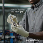 Ansell MICROFLEX Diamond Grip MF-300 Disposable Latex Gloves for Automotive, Healthcare, Machinery Industries - Large, Natural (Case of 1000)