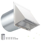 JYINCPED 10 Inch Hooded Wall Vent with Screen and Damper,Galvanized Steel Exterior Wall Exhaust Vent Cover Cap for Kitchen Range Hood Duct Ventilation Outside Air Exhaust Applications,White