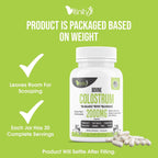 VITINITY Grass Fed Bovine Colostrum Capsules for Humans - Natural IgG Colostrum Supplement for Gut Health, Immune Support, Muscle Recovery & Wellness | Pure Colostrum Superfood, Unflavored (120 Count)