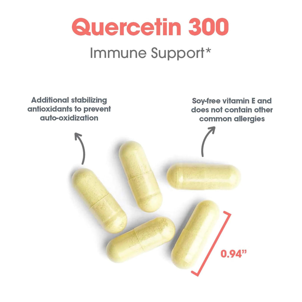 ARG Quercetin 300 - Supports Mast Cell and Histamine Response - Includes Vitamin C - Delivers 300 mg Quercetin Per Capsule - Vegetarian & Hypoallergenic - 30 Servings - 60 Capsules