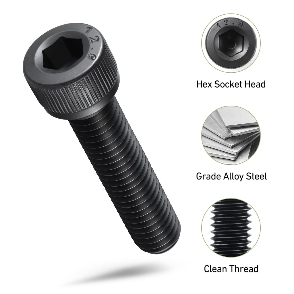SVLING M3-0.5 x 6mm Bolt, 400PCS M3 Hex Socket Head Cap Screws Bolts, 12.9 Grade Alloy Steel, Full Threads, Allen Socket Drive, with Hex Spanner